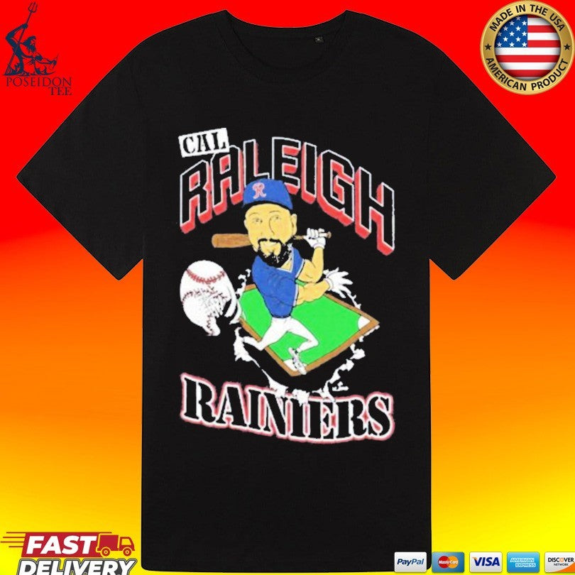 Cal Raleigh Rainiers Catcher Player Caricature T-shirt