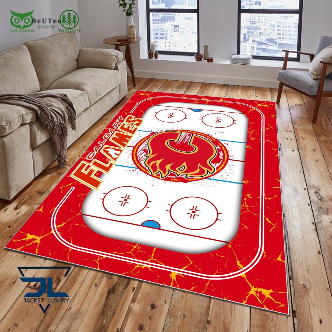 Calgary Flames NHL Hockey Team Carpet Rug