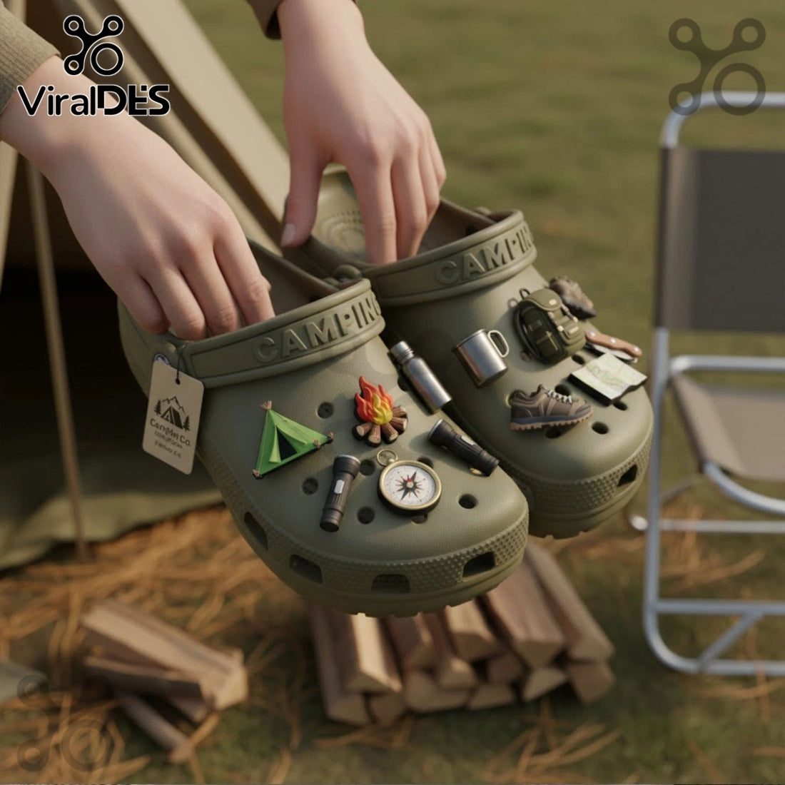 Camping Premium Crocs Clogs With Charms