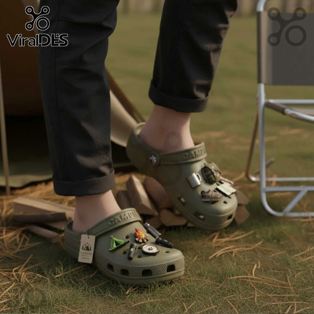 Camping Premium Crocs Clogs With Charms
