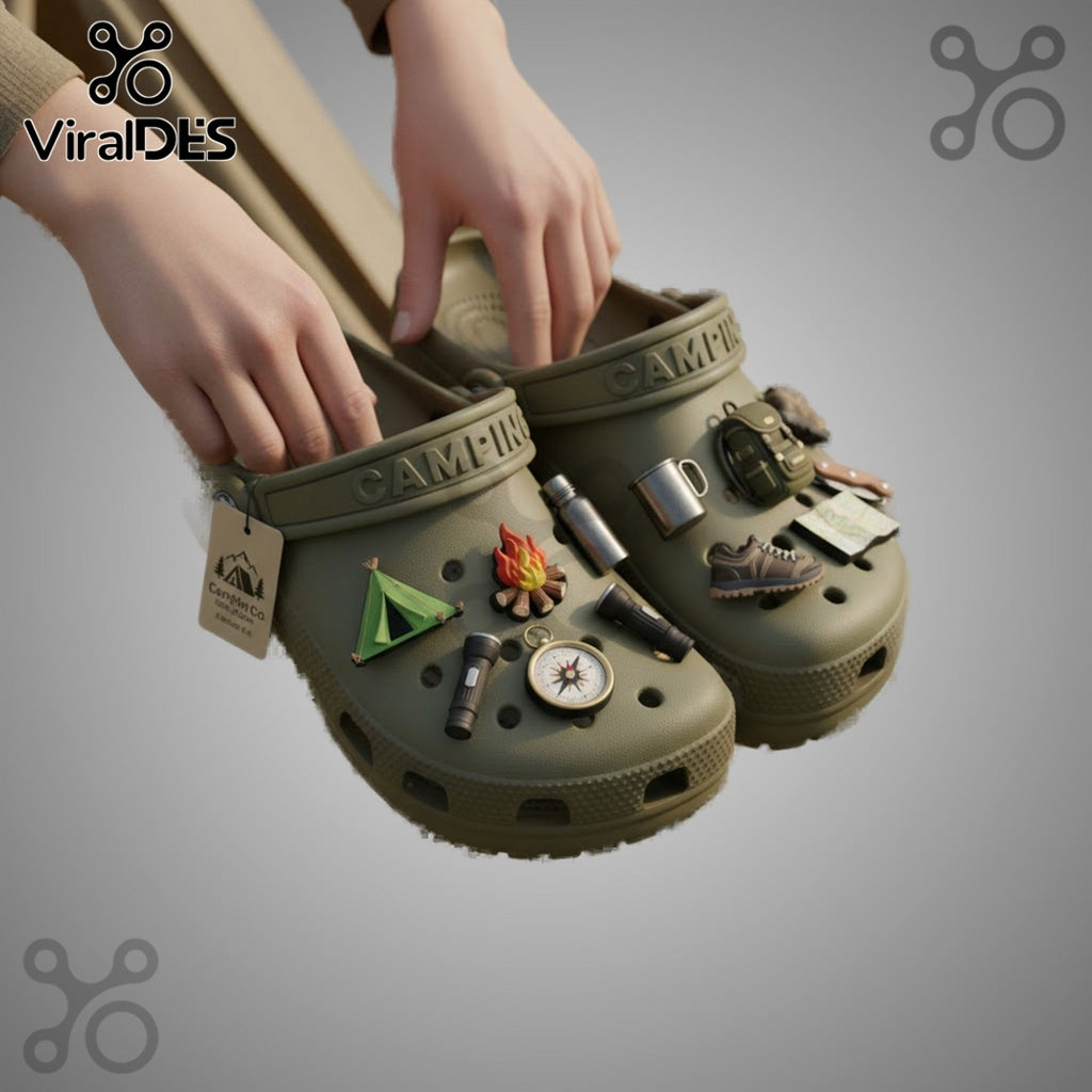 Camping Premium Crocs Clogs With Charms