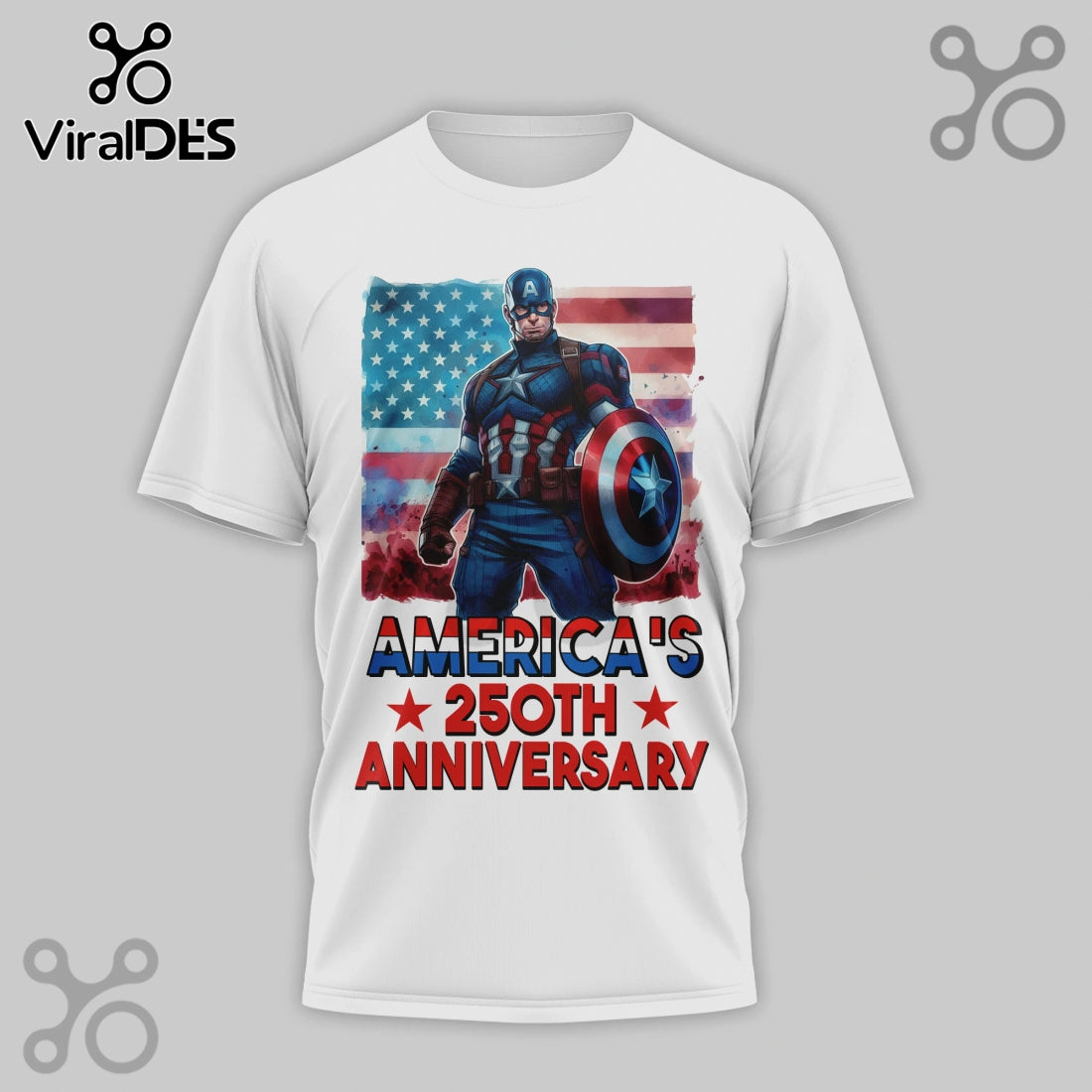 Captain America 250th Anniversary 3D Graphic Print T-Shirt
