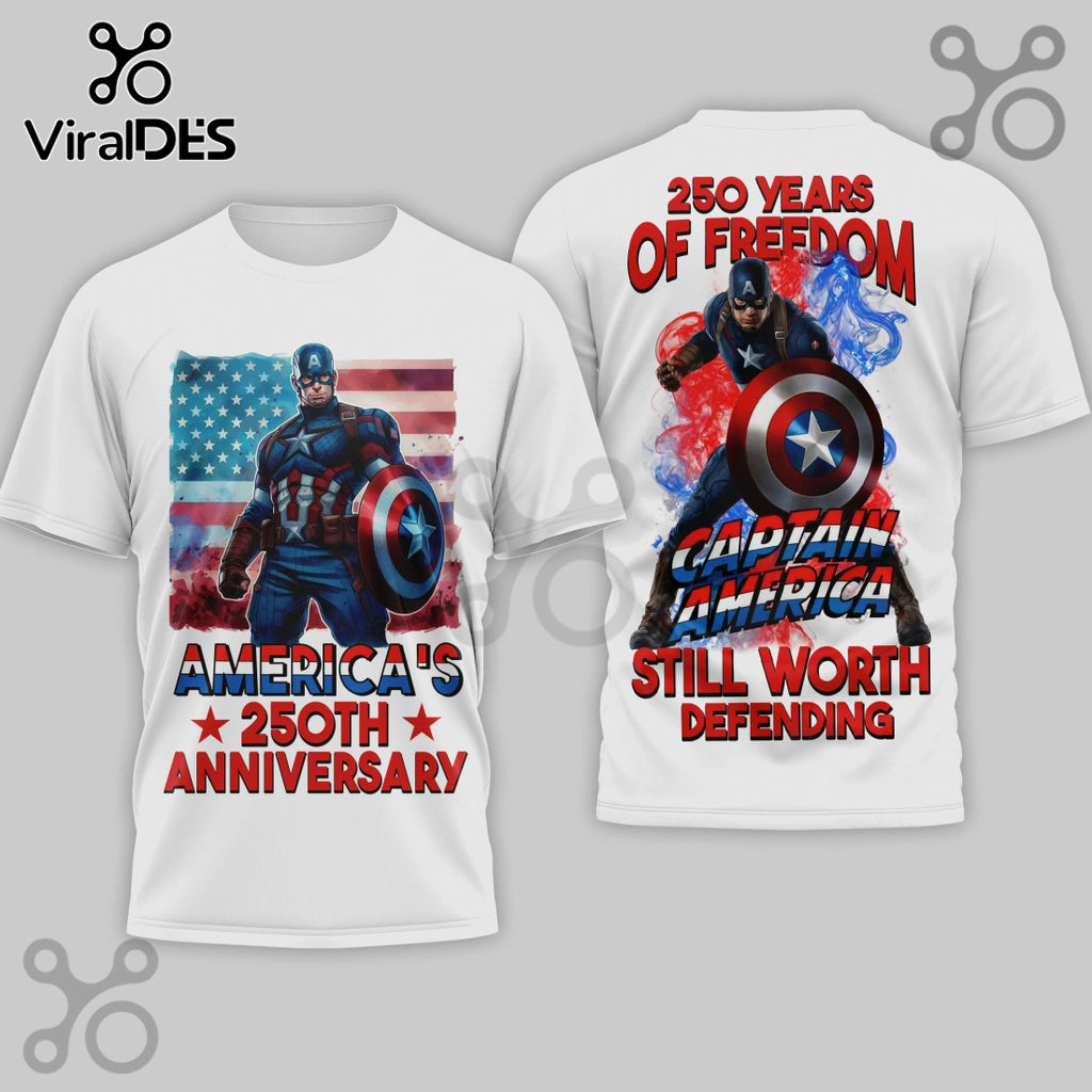 Captain America 250th Anniversary 3D Graphic Print T-Shirt