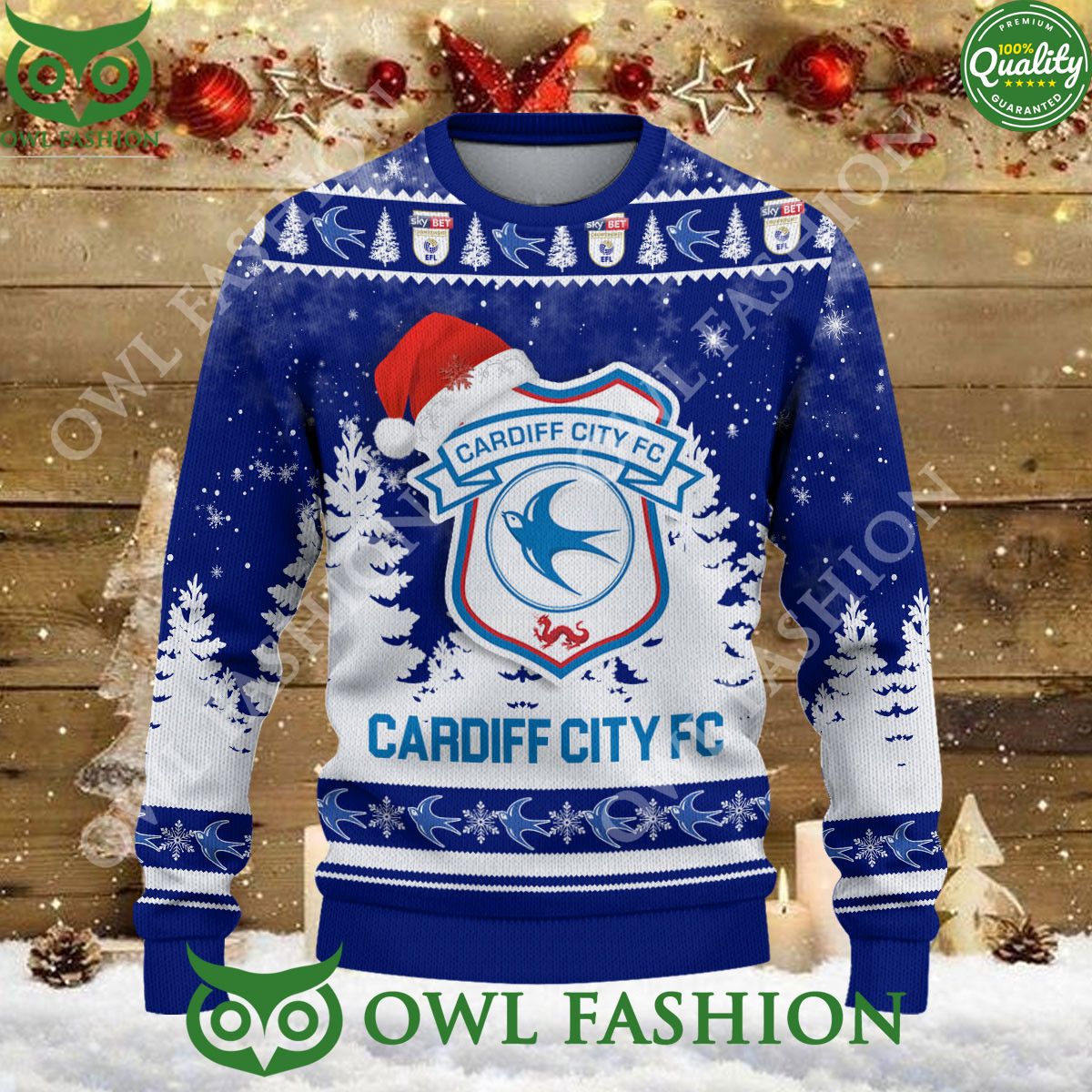Cardiff City FC Christmas EFL Ugly Premier League Sweater Jumper