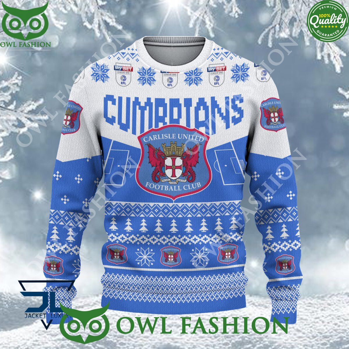 Carlisle United EFL 2023 Custom Ugly Christmas Sweater Jumper
