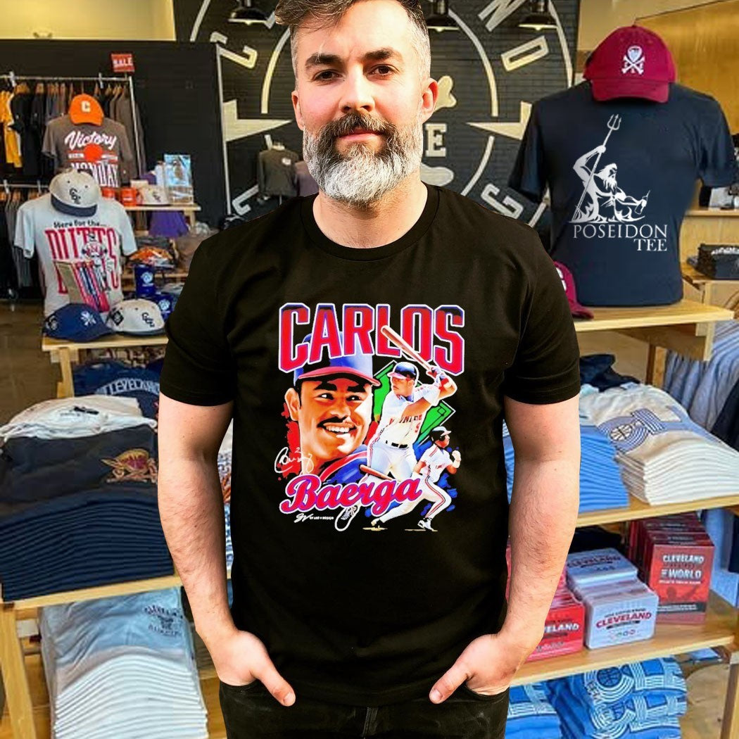 Carlos Baerga Cleveland Indians Baseball Player Collage Vintage T-shirt