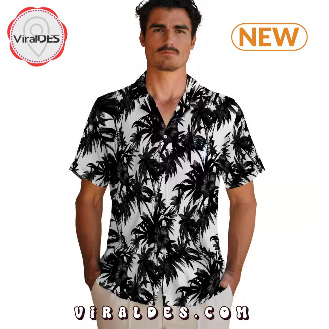 Carolina Panthers Palm Motifs Hawaiian Shirt