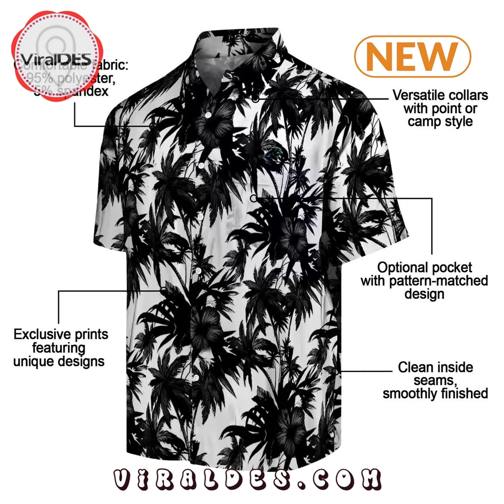 Carolina Panthers Palm Motifs Hawaiian Shirt