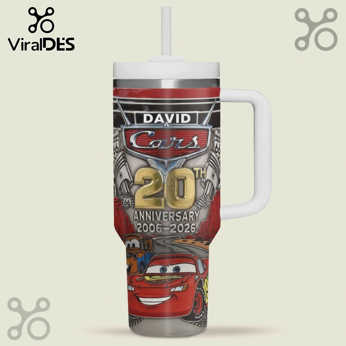 Cars 20th Anniversary David Personalized Stainless Steel Tumbler