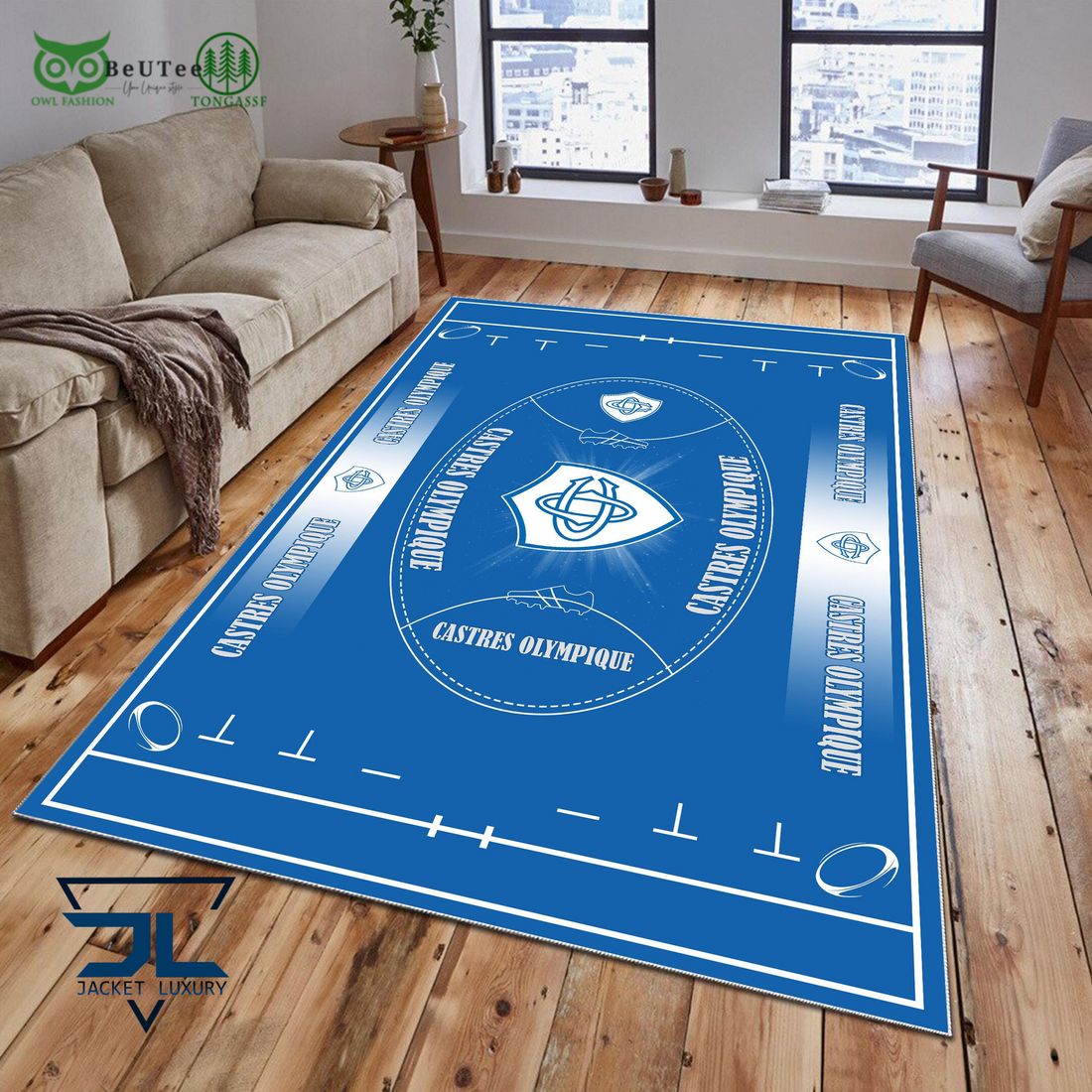 Castres Olympique French Rugby Carpet Rug