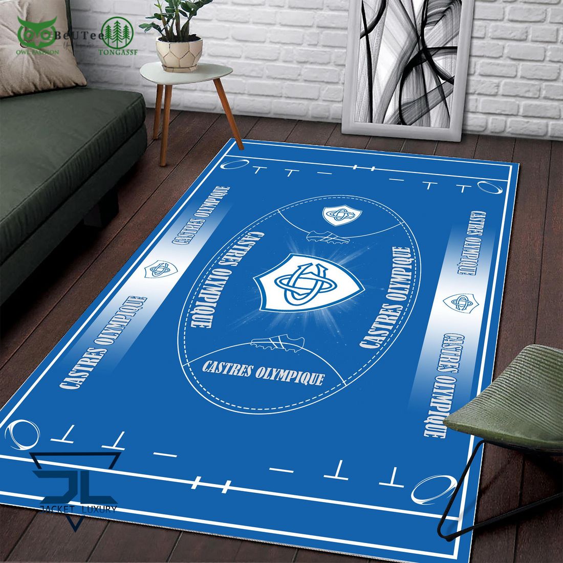Castres Olympique French Rugby Carpet Rug