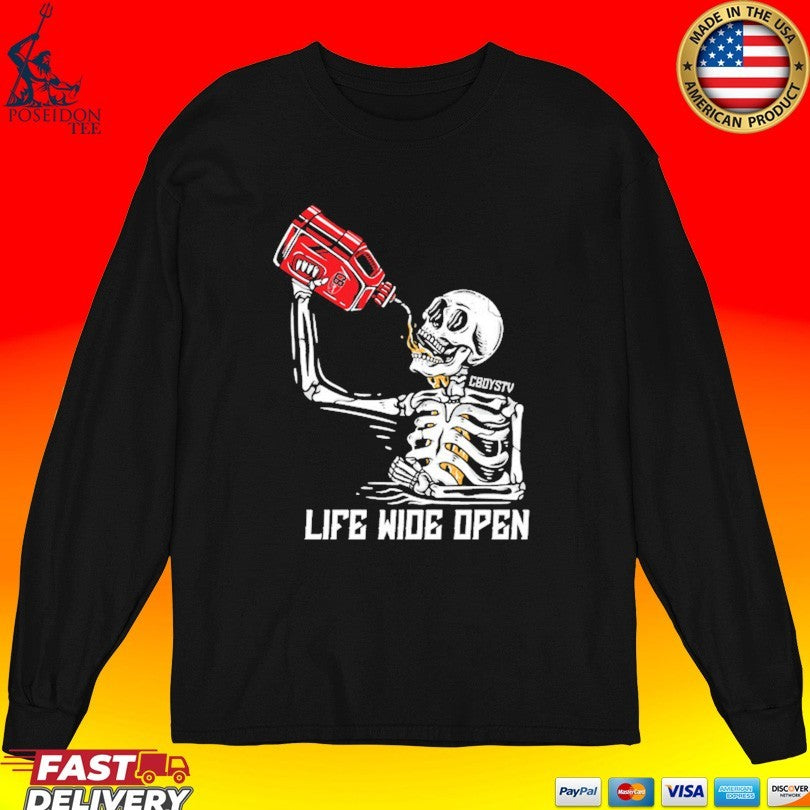 Cboystv Life Wide Open Soul Fuel Skeleton T-shirt