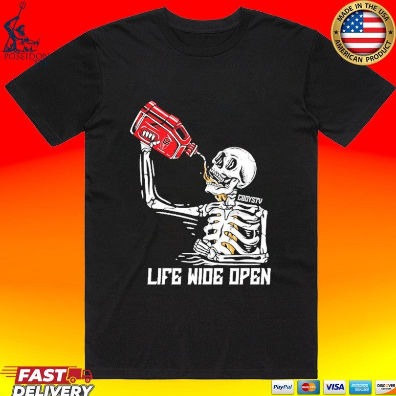 Cboystv Life Wide Open Soul Fuel Skeleton T-shirt
