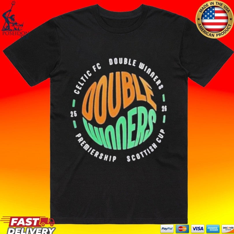 Celtic F.c. Double Winners 2025-2026 Premiership Scottish Cup T-shirt