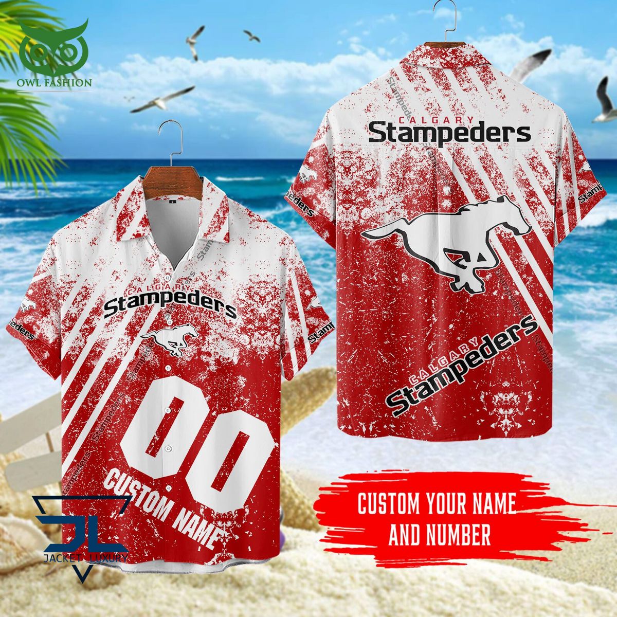 CFL Calgary Stampeders Customized 3D Polo Tshirt Hawaiian Shirt