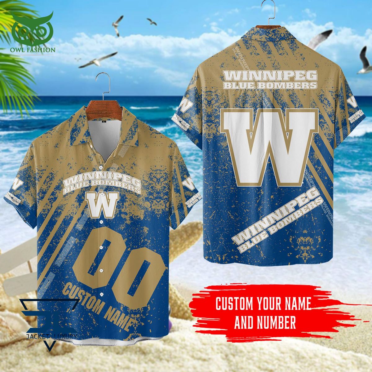 CFL Winnipeg Blue Bombers Customized 3D Polo Tshirt Hawaiian Shirt