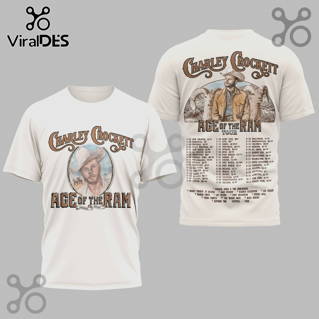 Charley Crockett Age of The Ram Tour Graphic Print Tee Shirt