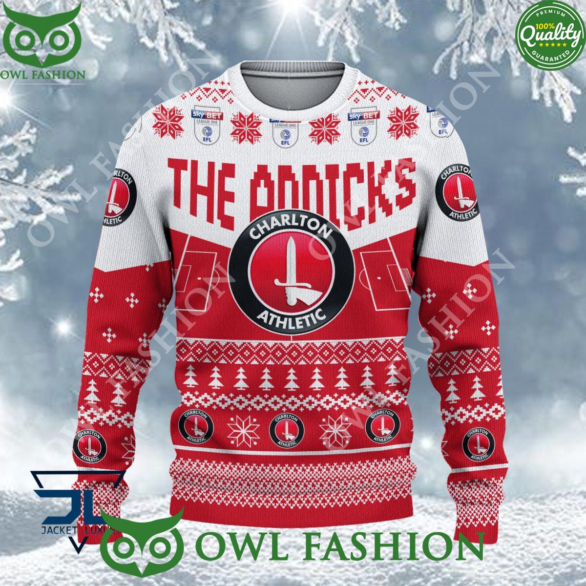 Charlton Athletic F.C EFL 2023 Custom Ugly Christmas Sweater Jumper