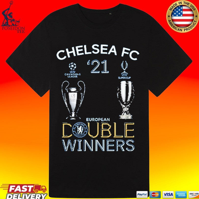 Chelsea 2021 Double Winners Champions League Super Cup T-shirt