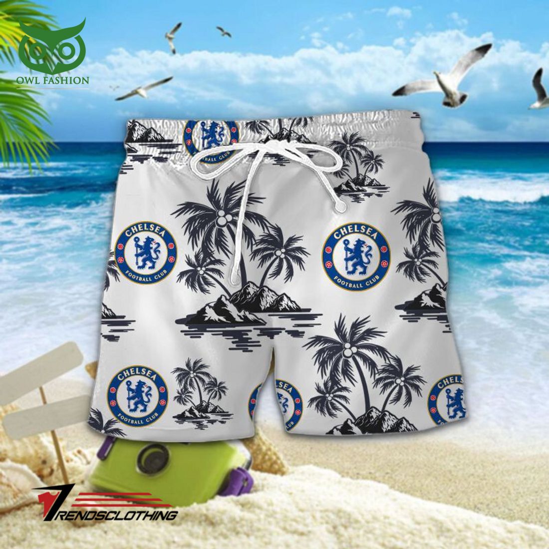 Chelsea F.C. Premier League White Hawaiian Shirt