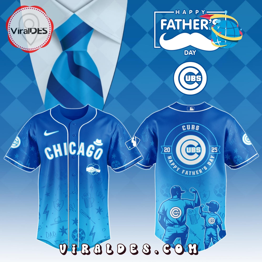 Chicago Cubs 2025 Father’s Day Baseball Jersey