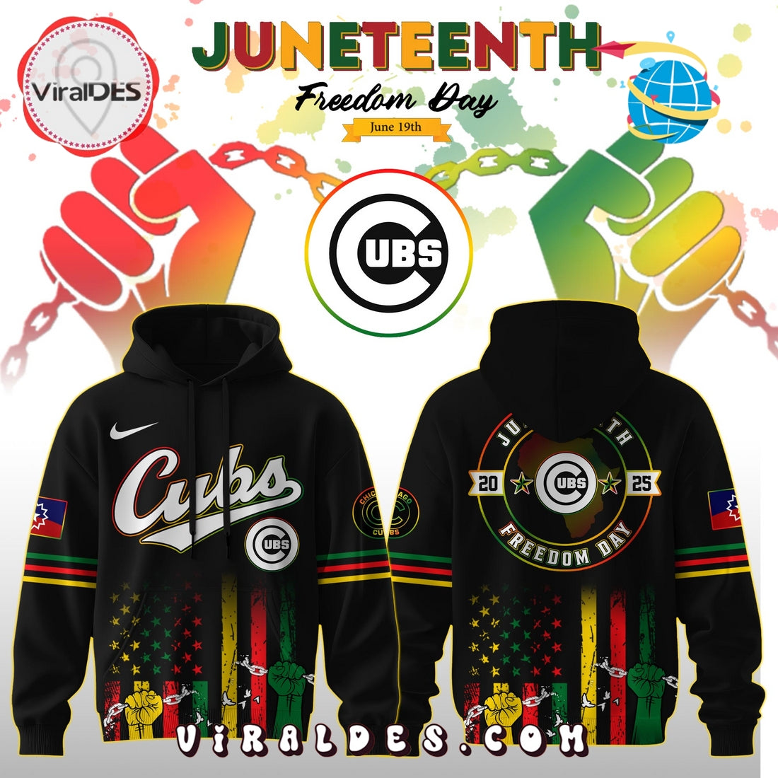 Chicago Cubs x 2025 Juneteenth Freedom Day Hoodie, Long Pants