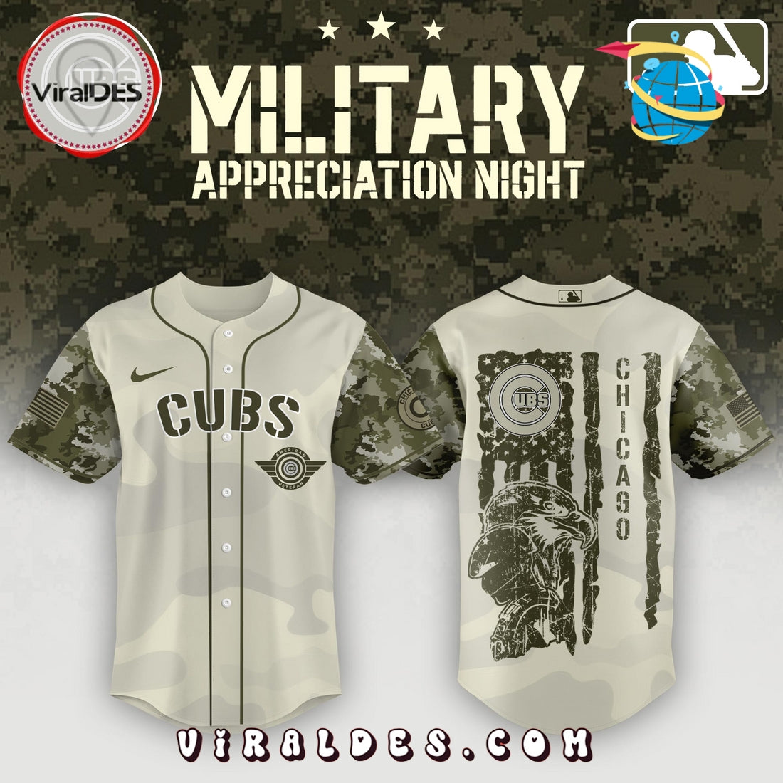 Chicago Cubs x MLB 2025 Armed Forces Day Night Baseball Jersey