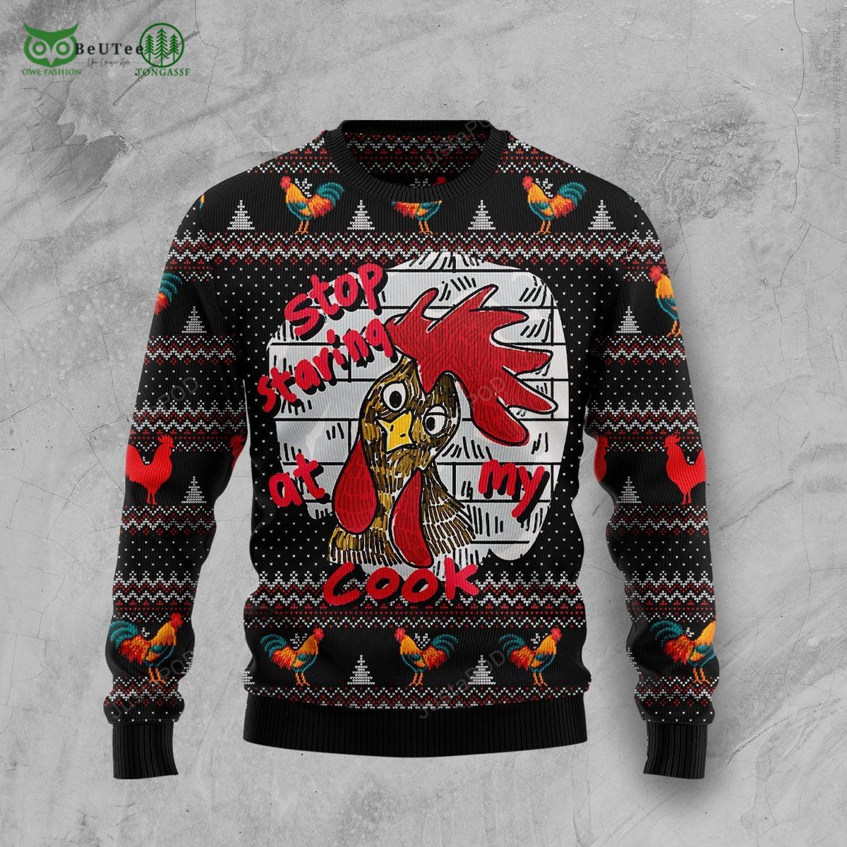 Chicken Stop Staring At My Cook Christmas Ugly Sweater