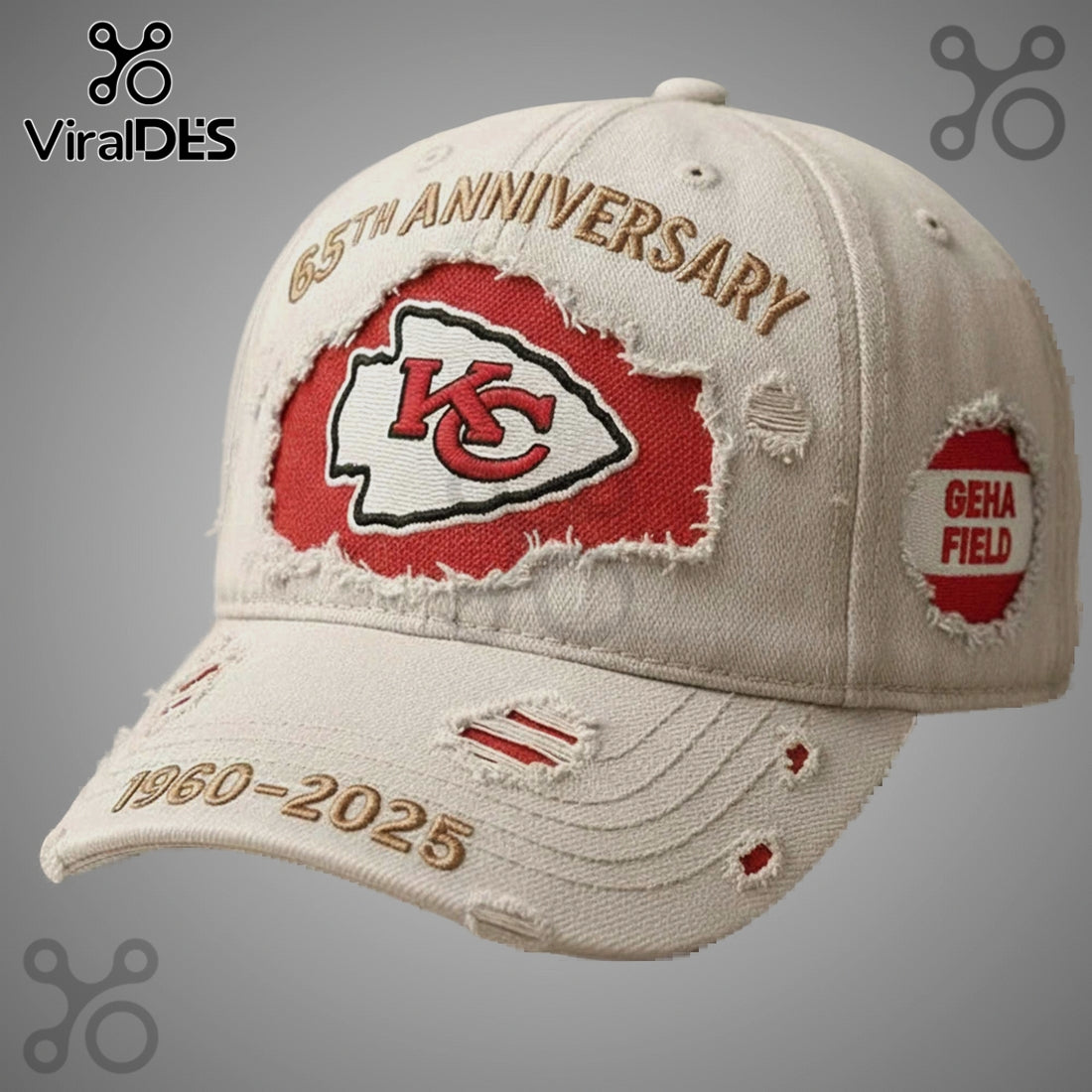 Chiefs 65th Anniversary Distressed Vintage Style Baseball Cap