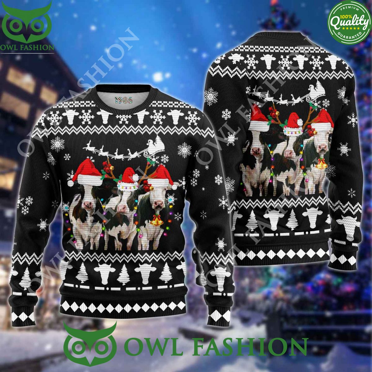 Christmas Cows 3D AOP Ugly Sweater Jumper