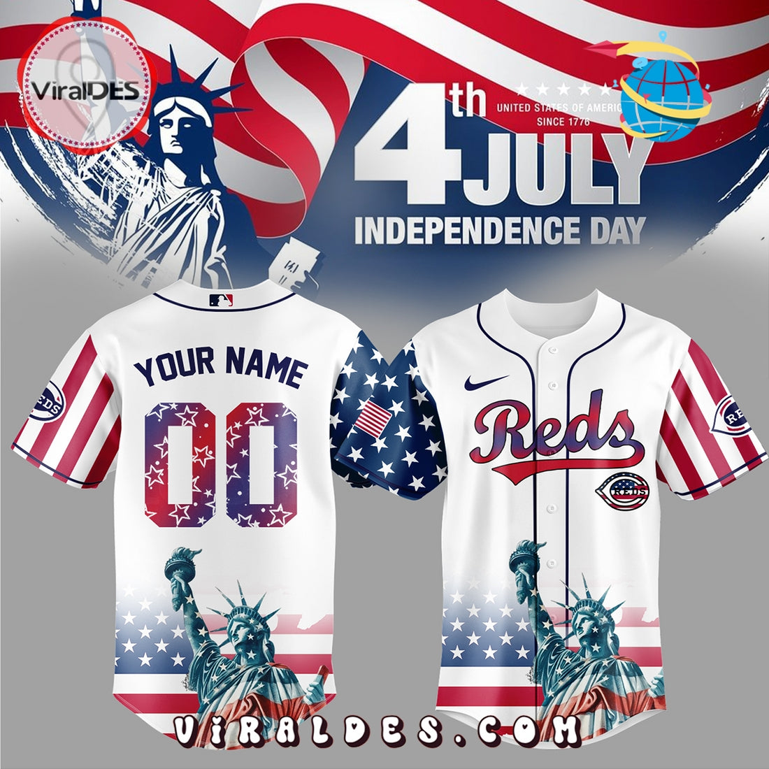 Cincinnati Reds Custom Independence Day Baseball Jersey