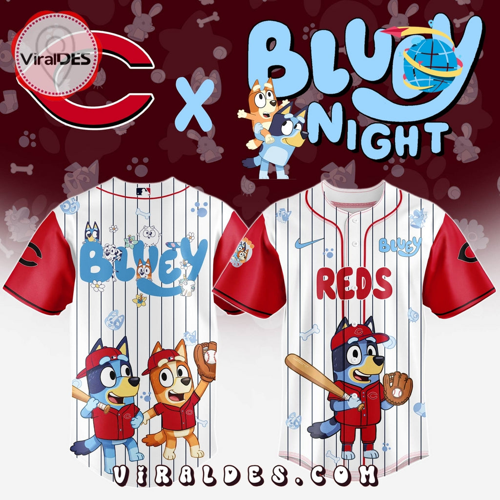 Cincinnati Reds MLB Bluey And Bingo 2025 Baseball Jersey