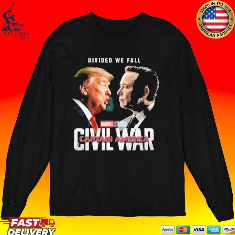 Civil War Trump Vs Elon Divided We Fall Captain America T-shirt