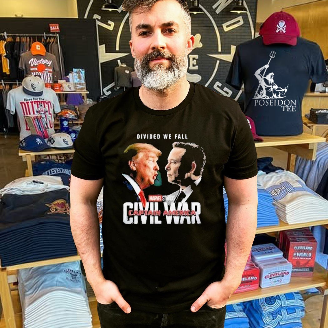 Civil War Trump Vs Elon Divided We Fall Captain America T-shirt