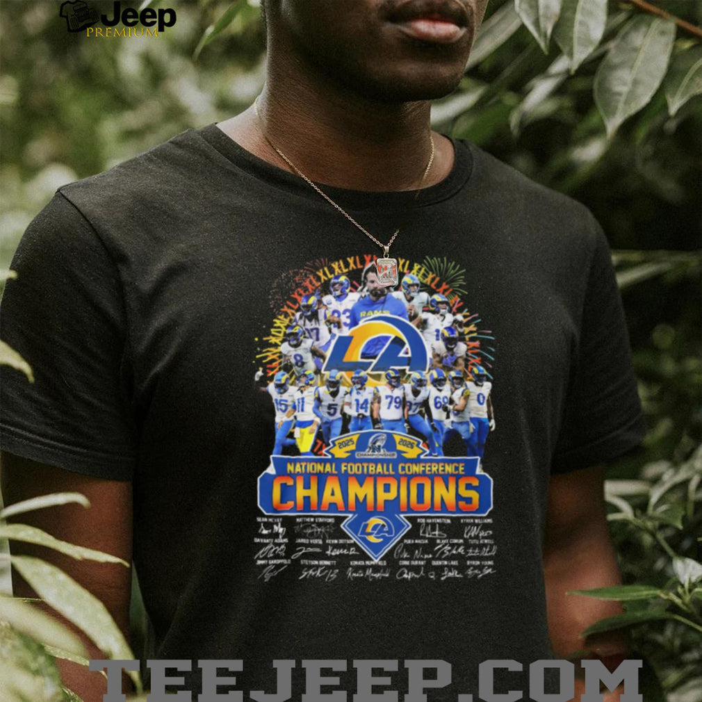 LA Rams 2025 2026 NFC Champions Signed Team Roster Fan T Shirt