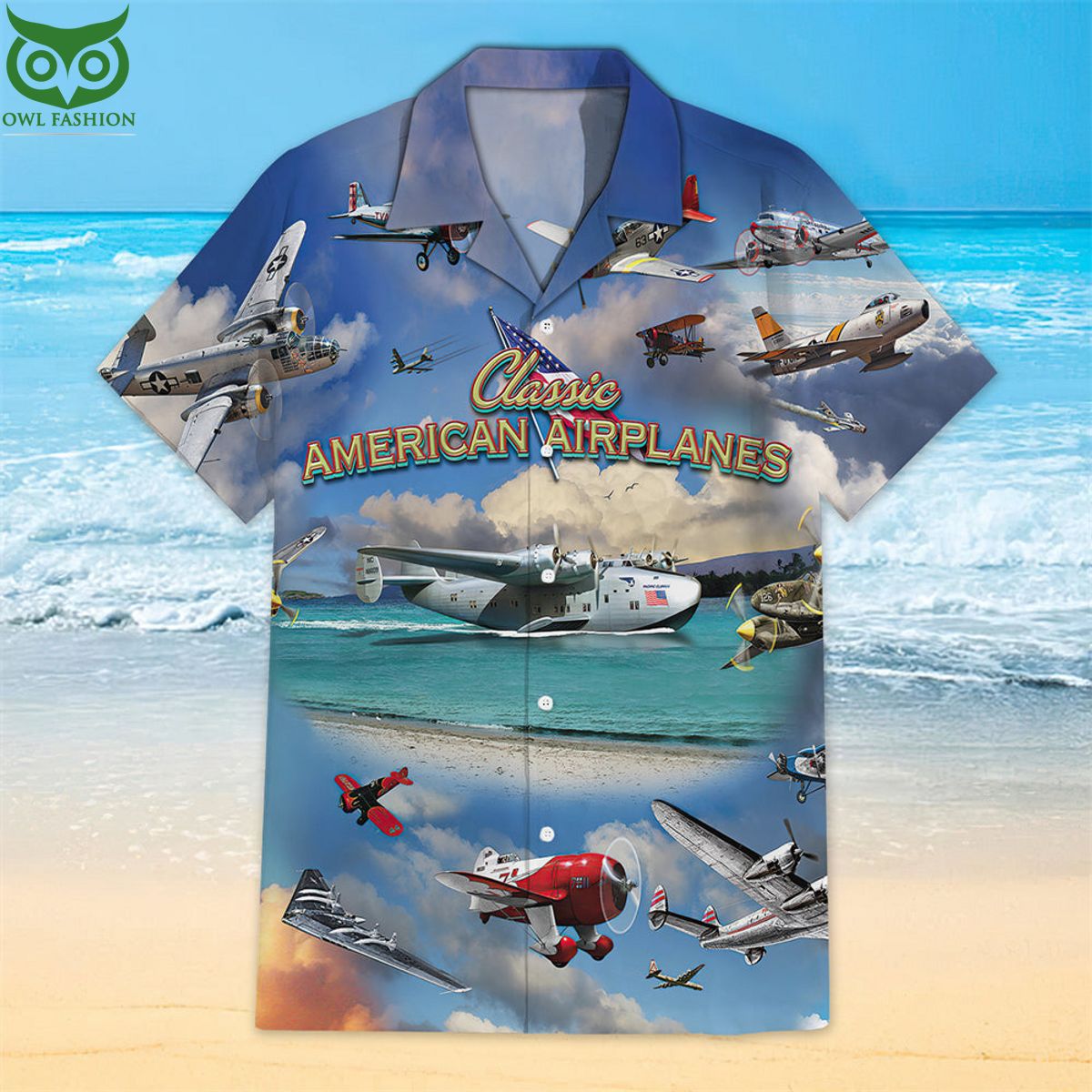 Classic American Hawaiian Airplane Shirt