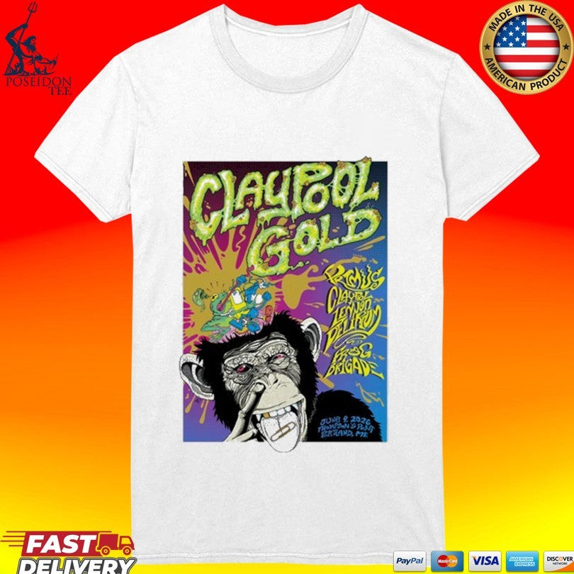 Claypool Gold Primus In Portland Me On June 9 2026 Tour T-shirt