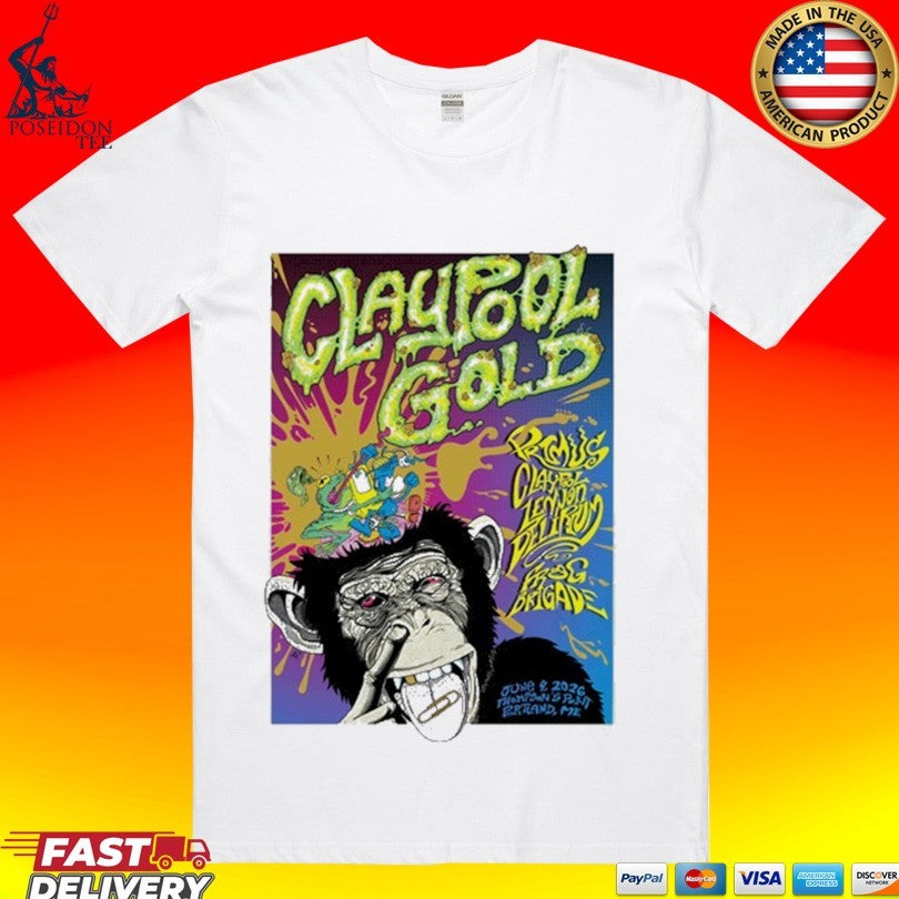Claypool Gold Primus In Portland Me On June 9 2026 Tour T-shirt