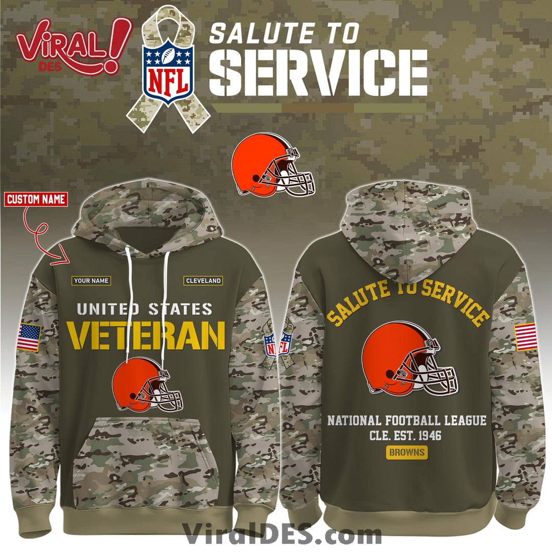 Cleveland Browns 2025 Salute to Service Hoodie, Long Pants