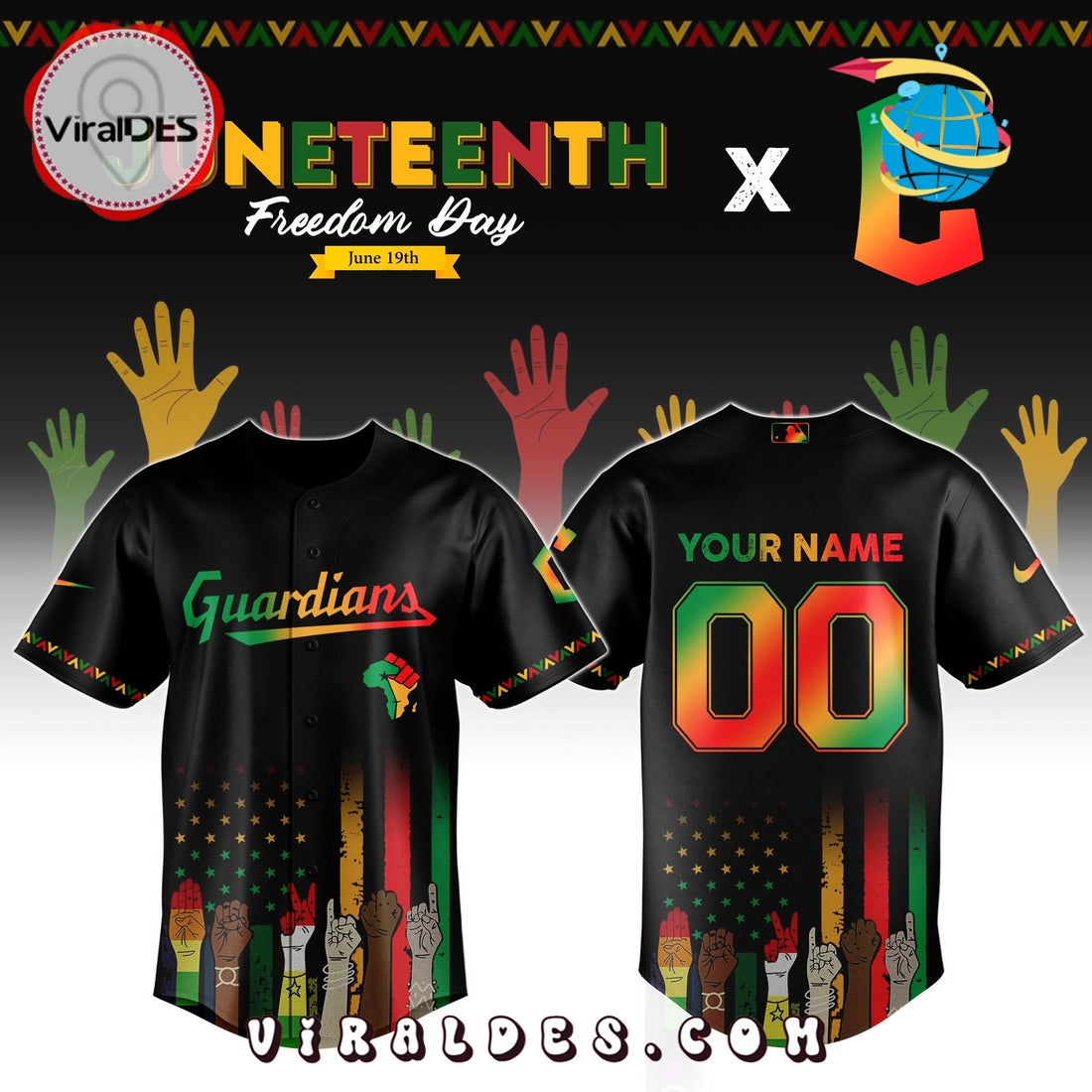 Cleveland Guardians Custom MLB Juneteenth Baseball Jersey