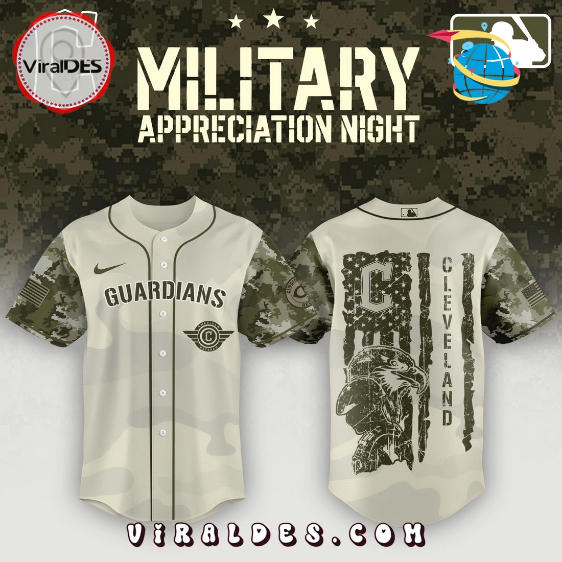 Cleveland Guardians x MLB 2025 Armed Forces Day Night Baseball Jersey