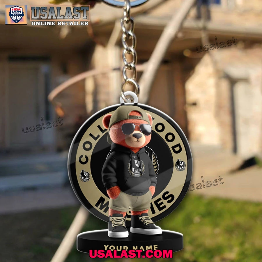 Collingwood Football Club Teddy Bear Custom Keychain