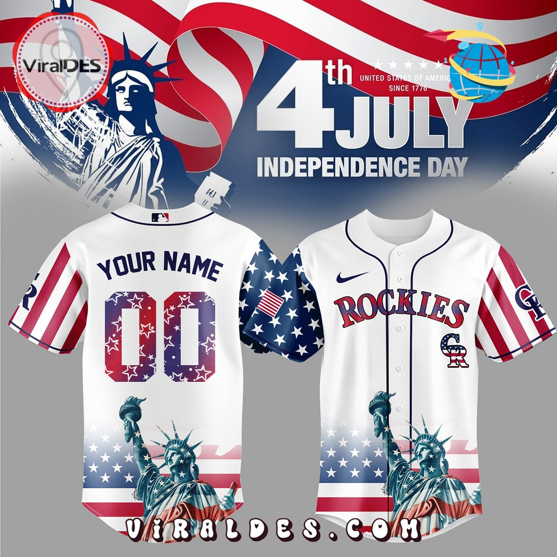 Colorado Rockies Custom Independence Day Baseball Jersey