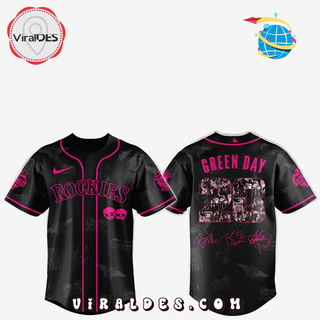 Colorado Rockies MLB x Green Day 20th Anniversary Baseball Jersey