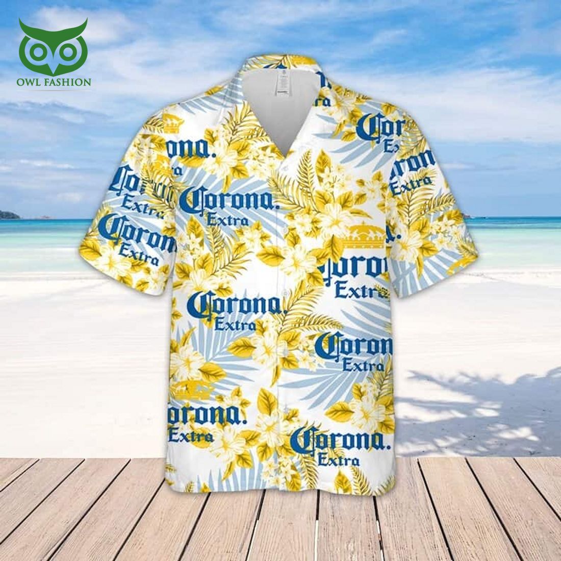 Corona Extra Beer Tropical Flower Pattern Hawaiian Shirt Gift For Beach Trip