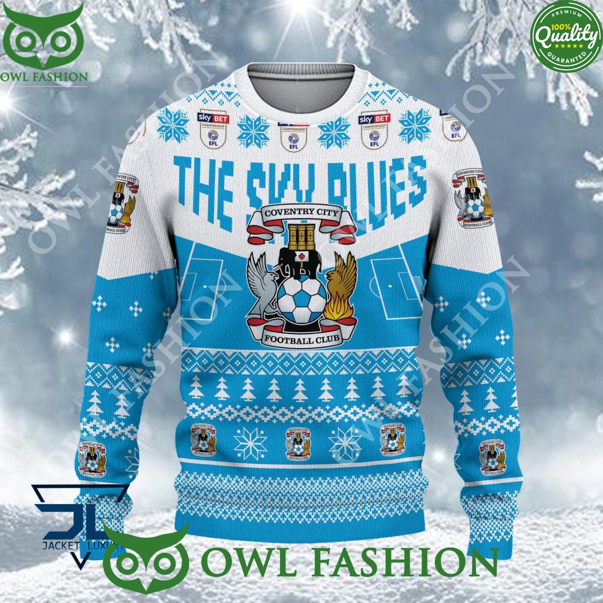 Coventry City F.C EFL 2023 Custom Ugly Christmas Sweater Jumper