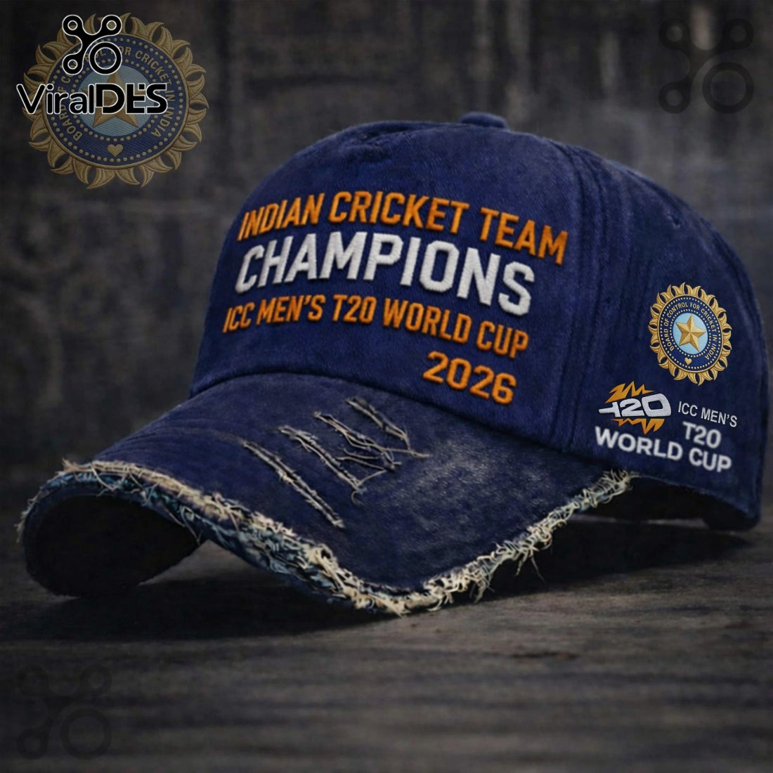 Cricket India Champions 2026 World Cup Distressed Baseball Cap