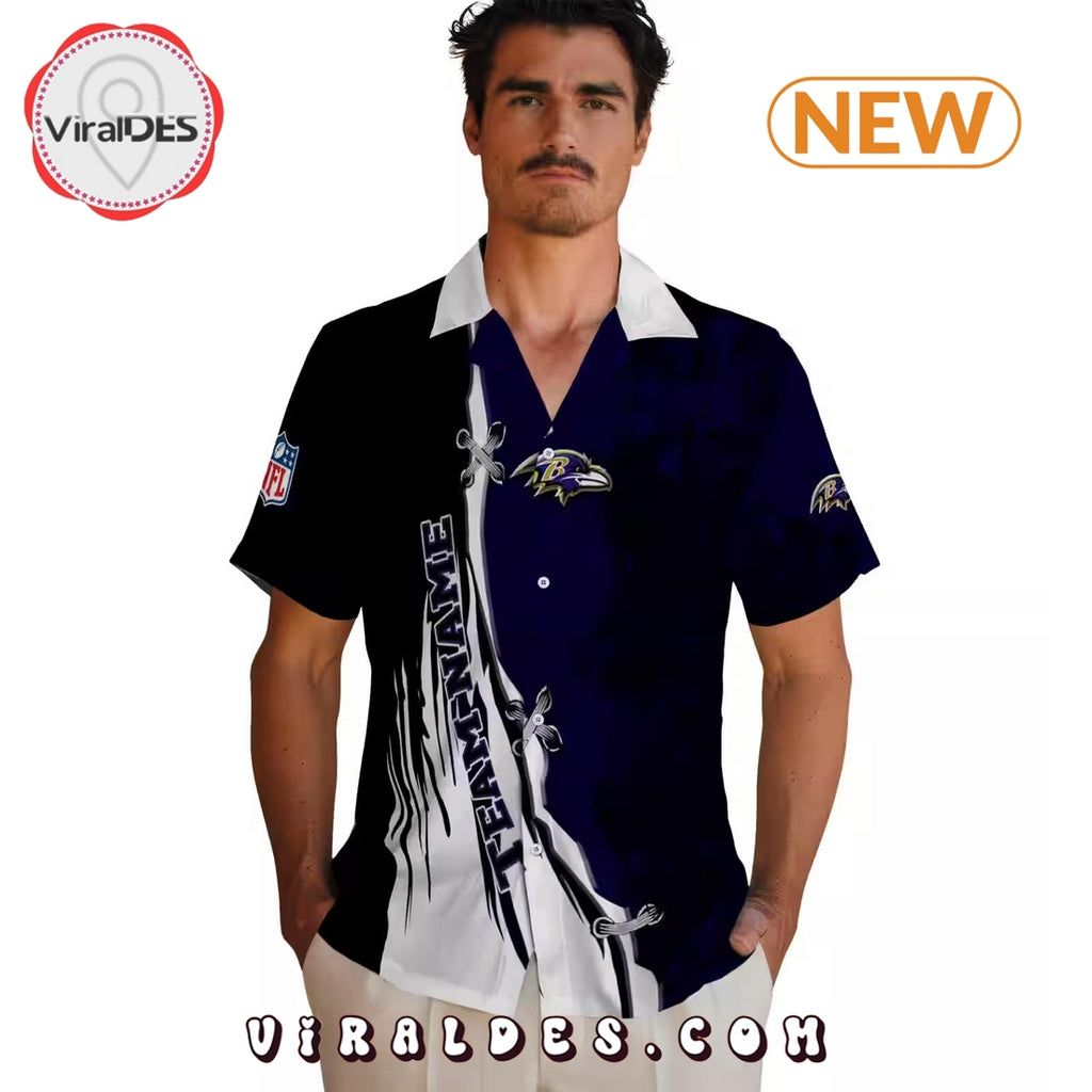 Custom Baltimore Ravens Edgy Streaks Hawaiian Shirt