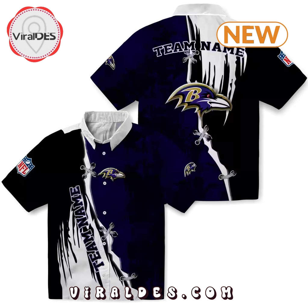 Custom Baltimore Ravens Edgy Streaks Hawaiian Shirt