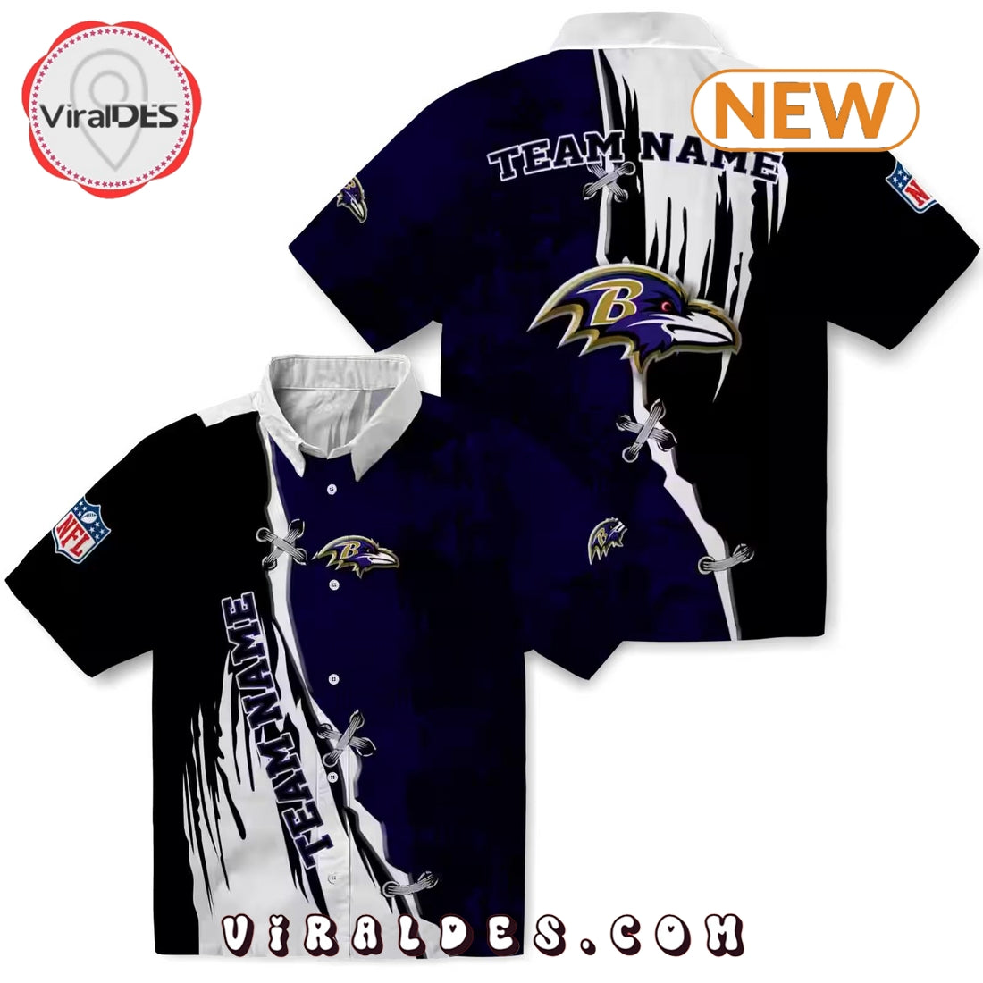 Custom Baltimore Ravens Edgy Streaks Hawaiian Shirt